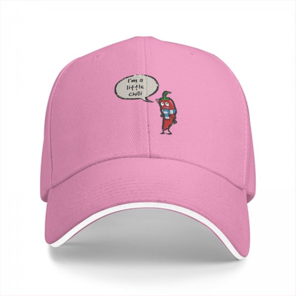 Black Baseball Cap With I'm A Little Chili Cartoon Pepper Design