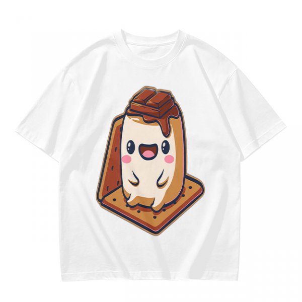 Olive T-Shirt With Cute Smores Character Graphic Print