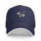 Black baseball cap with 'More Coffee!' monster graphic print
