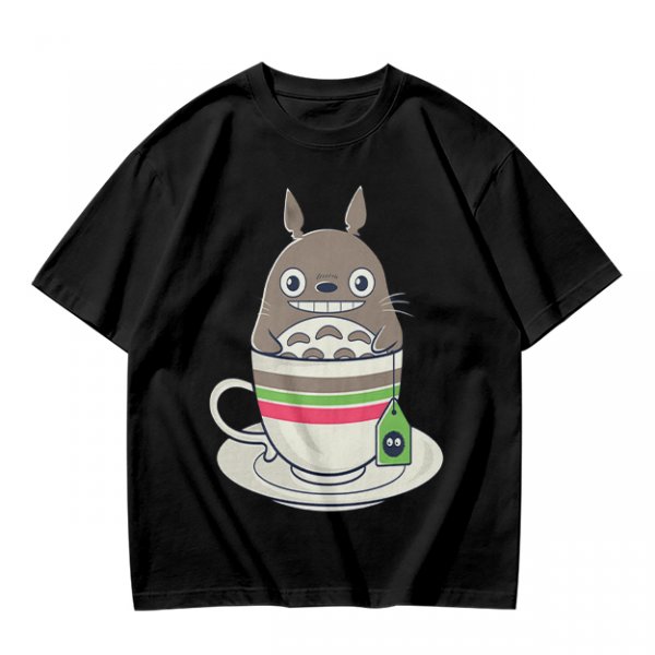 Totoro in Teacup Graphic Olive T-Shirt
