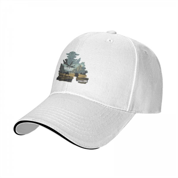 Black Baseball Cap With Fantasy Dragon Rider Landscape Art Print