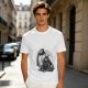 Olive t-shirt with Totoro and small spirits under full moon print