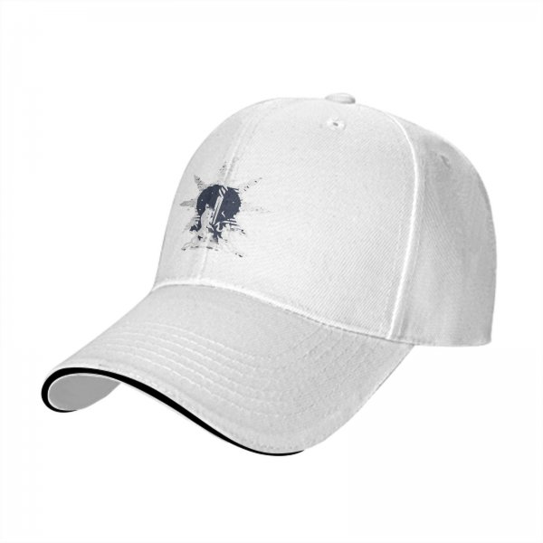 Black Baseball Cap With Fantasy Sword And Star Emblem Print