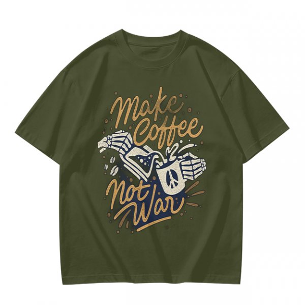 Make Coffee Not War Skeleton Hand Graphic T-Shirt