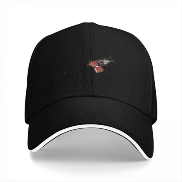 Black Baseball Cap With Detailed Pistol Graphic Design