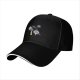 Black baseball cap with 'More Coffee!' monster graphic print
