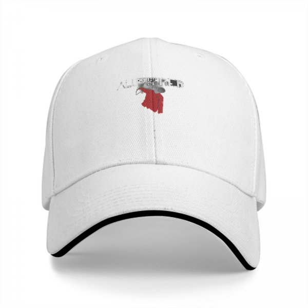 Black baseball cap with 'All of Us Are Red' text and red graphic