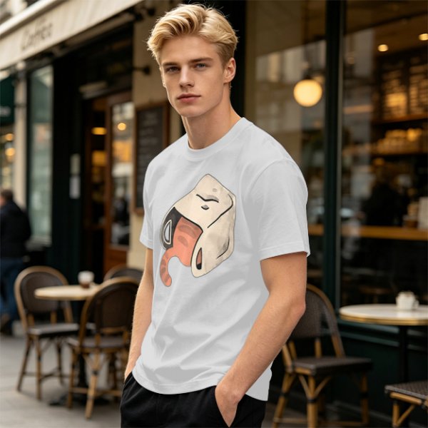 Olive T-Shirt With Whimsical Cat Mug Graphic Print