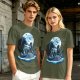 Olive T-Shirt With Dragon Rider Moonlit Fantasy Art Print