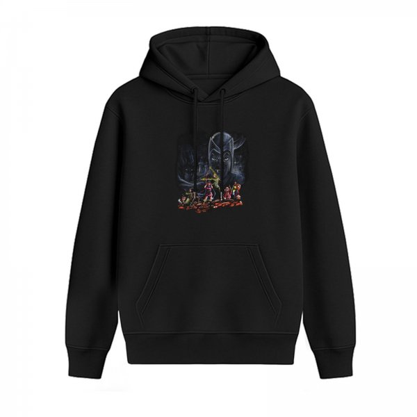 Black Hoodie With Superhero Group Graphic Print