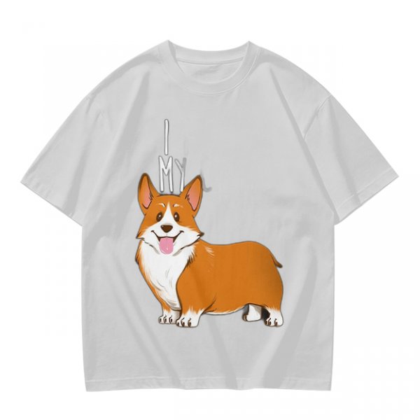 Olive Green T-Shirt With I Love My Corgi Graphic Print
