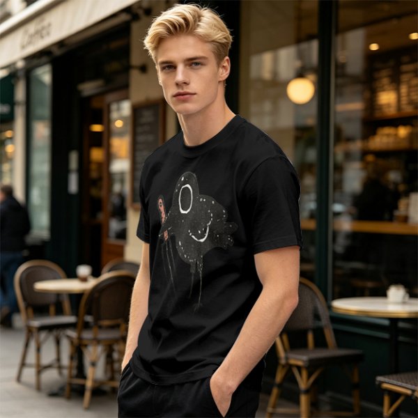 Olive T-Shirt With Dark Crow Holding Knife Graphic Print