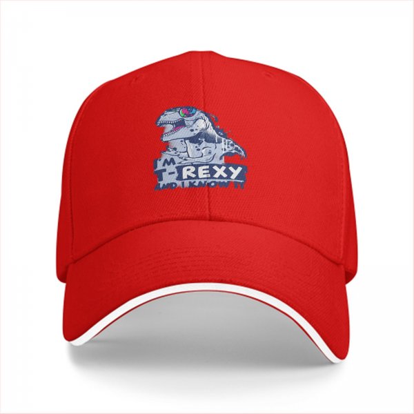 Black baseball cap with T-Rex graphic and I'm T-Rexy And I Know It text