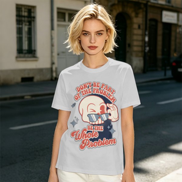 Olive Graphic T-Shirt With Sarcastic Skull Problem Quote