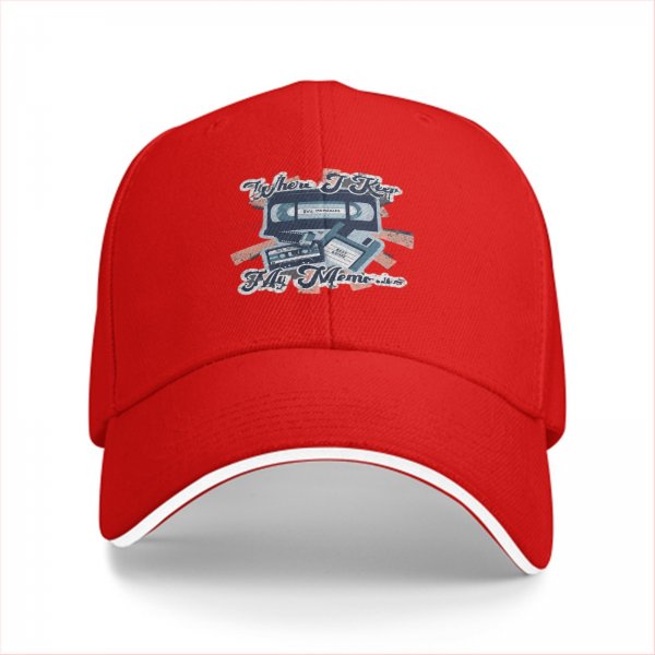 Black baseball cap with retro 90s media graphic print