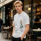 Oversized Olive T-Shirt With Sad Clouds And Rainbow Drip Graphic