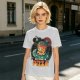 Olive t-shirt with space pizza alien graphic and 'We Came in Pizza' text