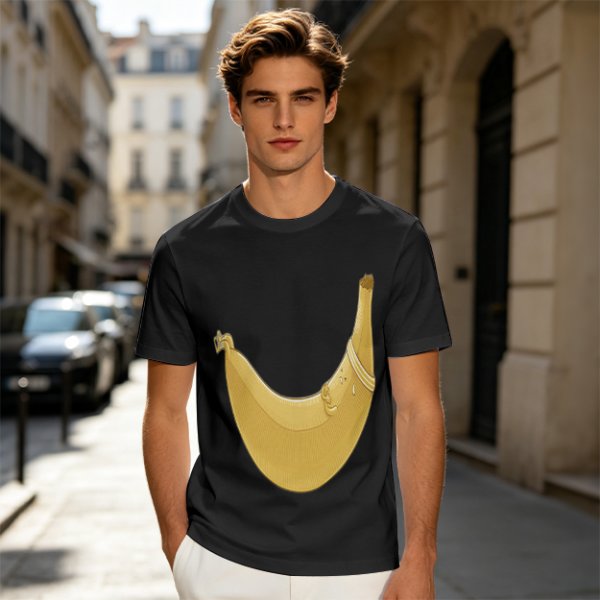 Olive Green T-Shirt With Large Banana Peel Graphic Print