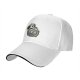 Black baseball cap with stressed skeleton graphic and crisis quote