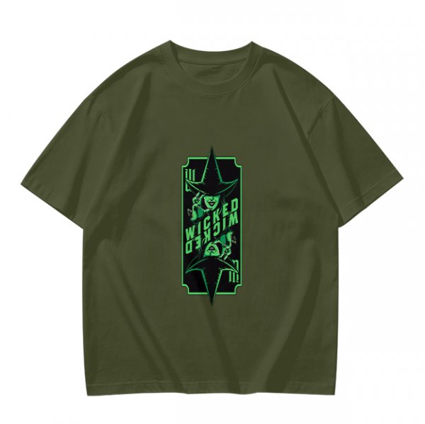 Olive Green T-Shirt With Wicked Witch Graphic Print