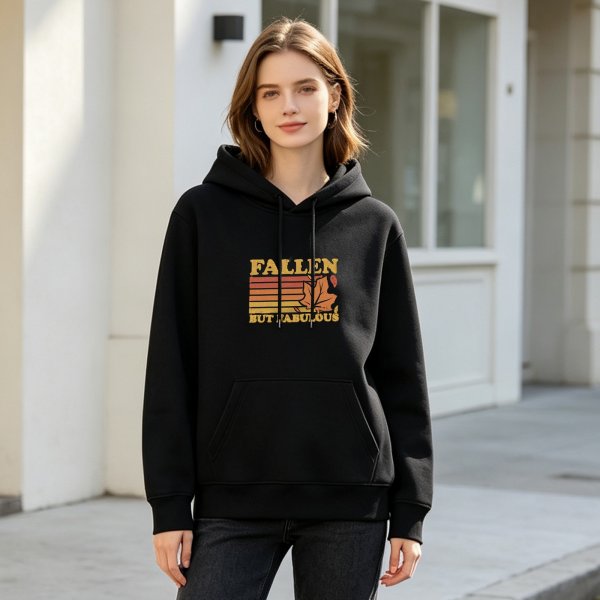 Fallen But Fabulous Autumn Graphic Black Hoodie