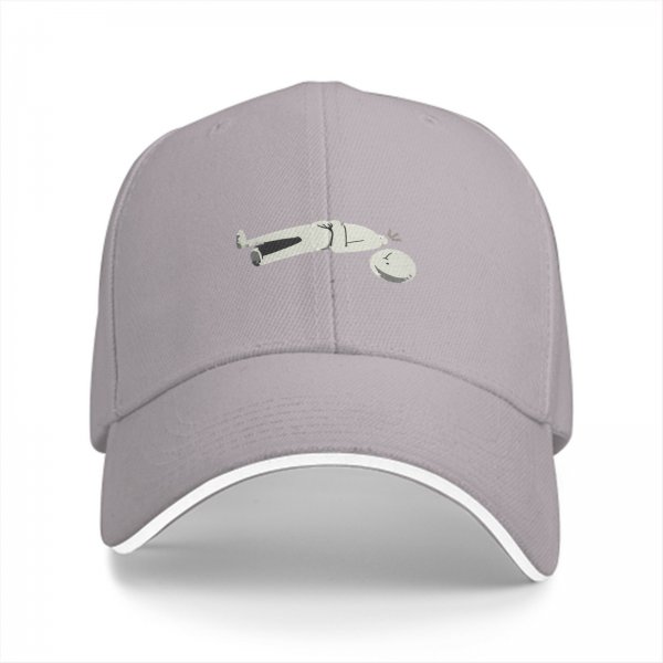 Black Baseball Cap With Funny Disconnected Stick Figure Print