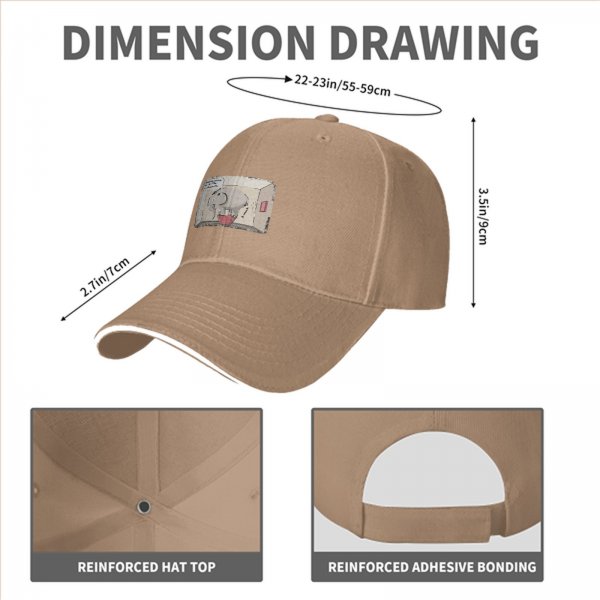 Black Baseball Cap With Elephant In Box Graphic Print