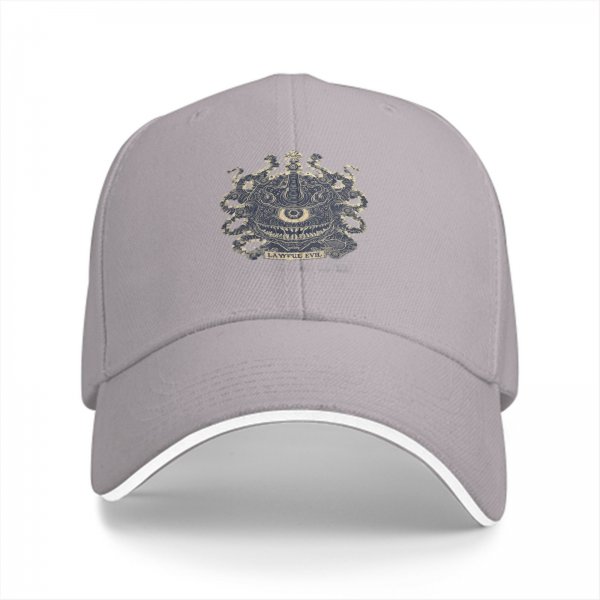 Black Baseball Cap With Lawful Evil Beholder Monster Artwork