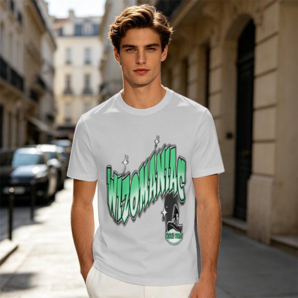 Olive Green Graphic T-Shirt with Wizomania Wizard Print