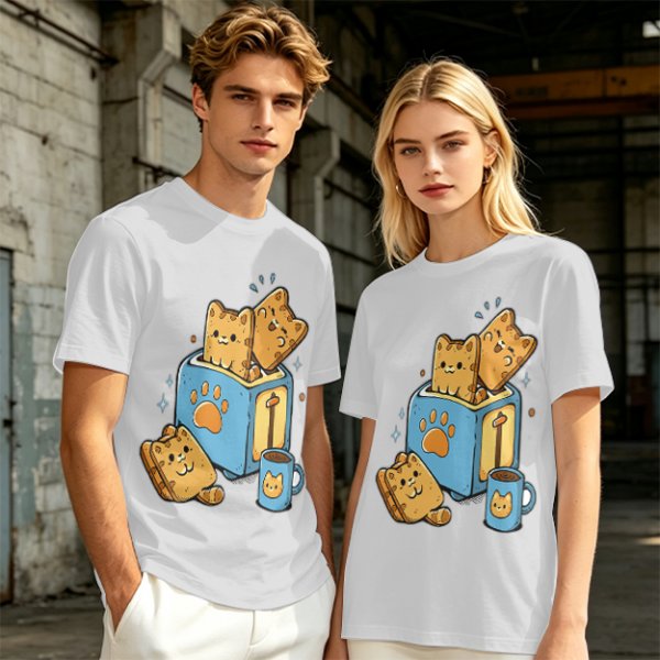 Olive T-Shirt With Cute Cat Toast Toaster Breakfast Art