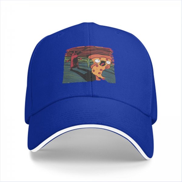 Black Baseball Cap With Screaming Pizza Slice Art Print