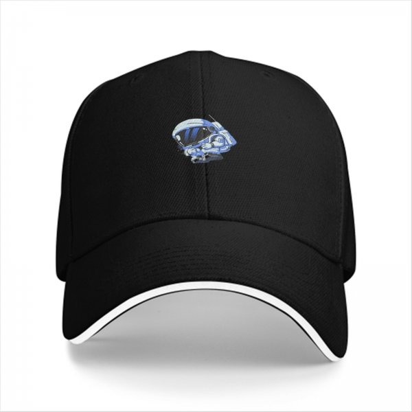 Black Baseball Cap With Cute Floating Astronaut Graphic