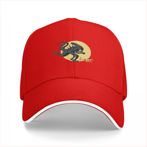 Black Baseball Cap With Xenomorph Alien Graphic Print