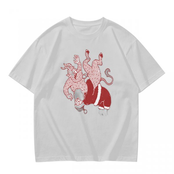 Olive T-Shirt With Krampus And Santa Graphic Print
