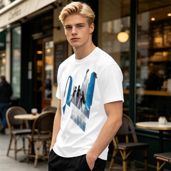 Olive Graphic T-Shirt With Futuristic Silhouette Figures Print