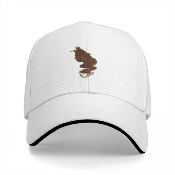 Black Baseball Cap With Coffee Steam Wolf Graphic Design