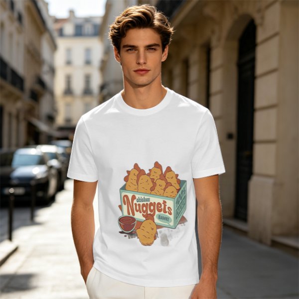Olive T-Shirt With Cartoon Chicken Nuggets Box Print