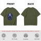 Olive T-Shirt With Night Sky Wolf Howling At Moon Graphic