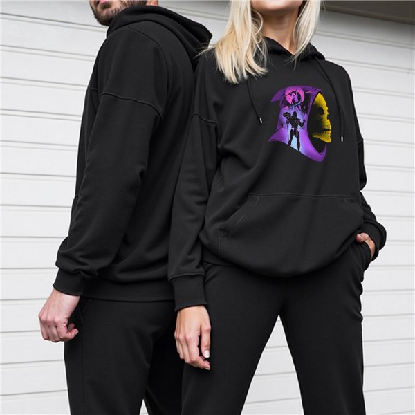 Black hoodie with Skeletor graphic design