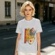 Olive T-Shirt With Ramen Bowl Graphic and Vertical Text Print