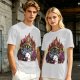 Olive T-shirt with Final Fantasy Vivi and Moogle Fire Artwork