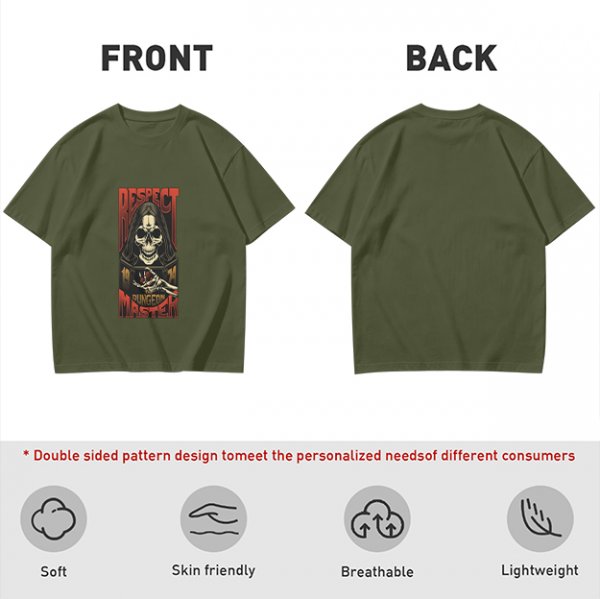 Respect Dungeon Master Grim Reaper Skull Graphic T-Shirt