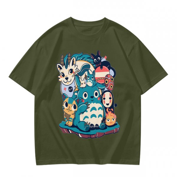 Olive T-Shirt Featuring Cute Studio Ghibli Character Mashup Art
