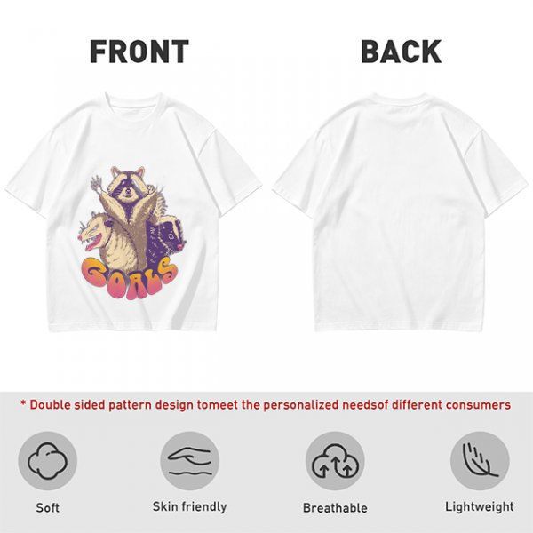 Olive Graphic T-Shirt With Raccoon Opossum Skunk 'GOALS' Print