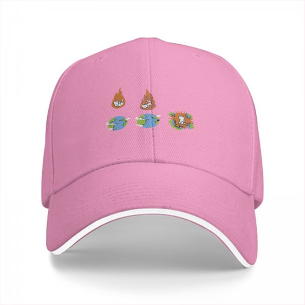 Black Baseball Cap With Cat Earth Fire Graphic Design