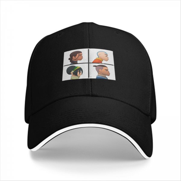 Black baseball cap with Avatar: The Last Airbender character profile prints