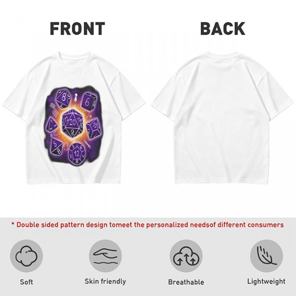 Olive T-Shirt With Glowing Dungeons & Dragons Dice Set Art