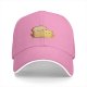 Black Baseball Cap With Cute Bread And Butter Cartoon Print