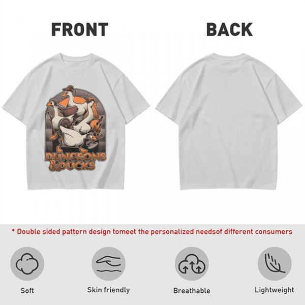 Dungeons & Ducks Fantasy Roleplaying Themed Graphic T-Shirt