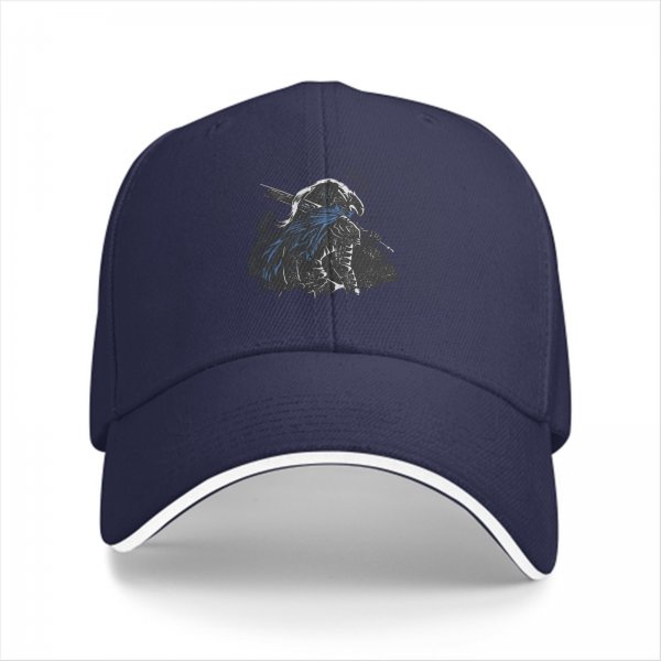 Black Baseball Cap With Dark Fantasy Knight Warrior Print